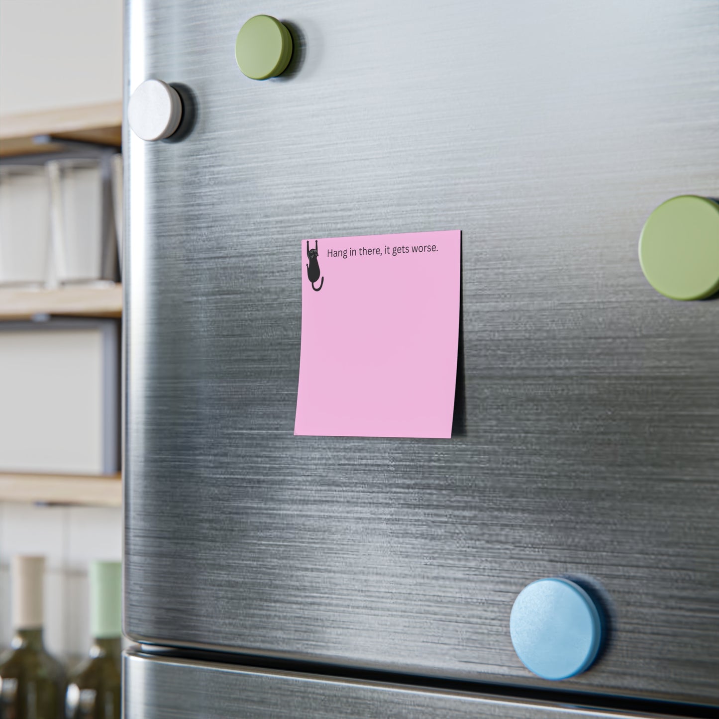 Funny Pink Post-It Notes — "Hang in there, it gets worse" Cat Memo Pads