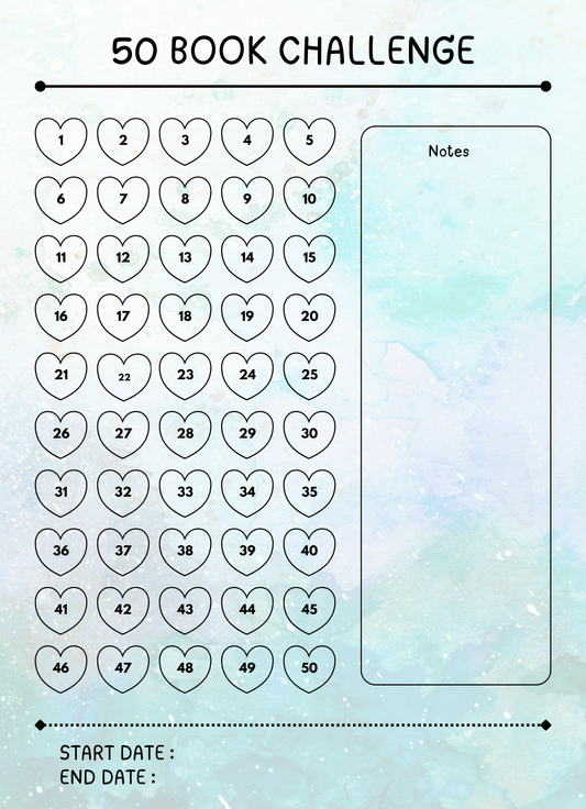 50 Book Challenge Tracker Notepad