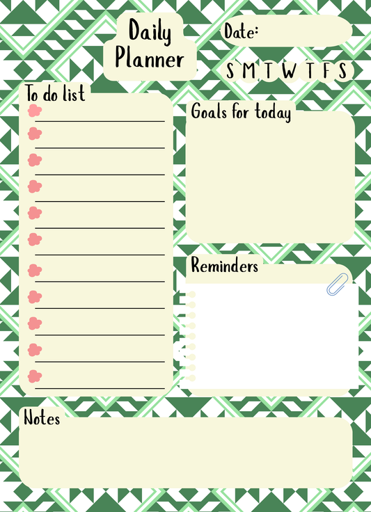 Aztec Green Daily Planner Notepad