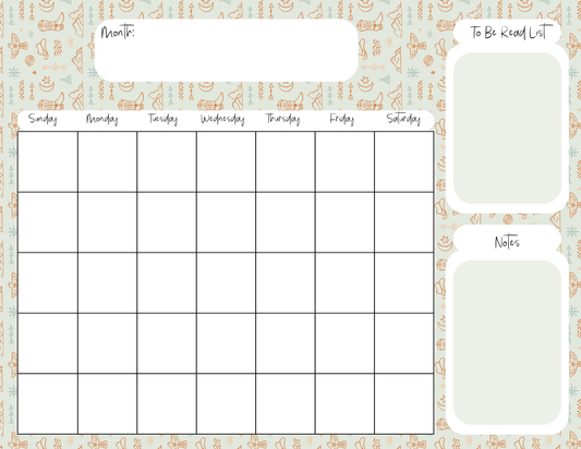Western Icons Monthly Calendar Pad