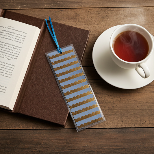 Blue & Gold Scallop Stripe Bookmark