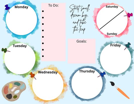 Weekly Planner Pad — Watercolor Edition (Printable PDF, 2 Colorways)