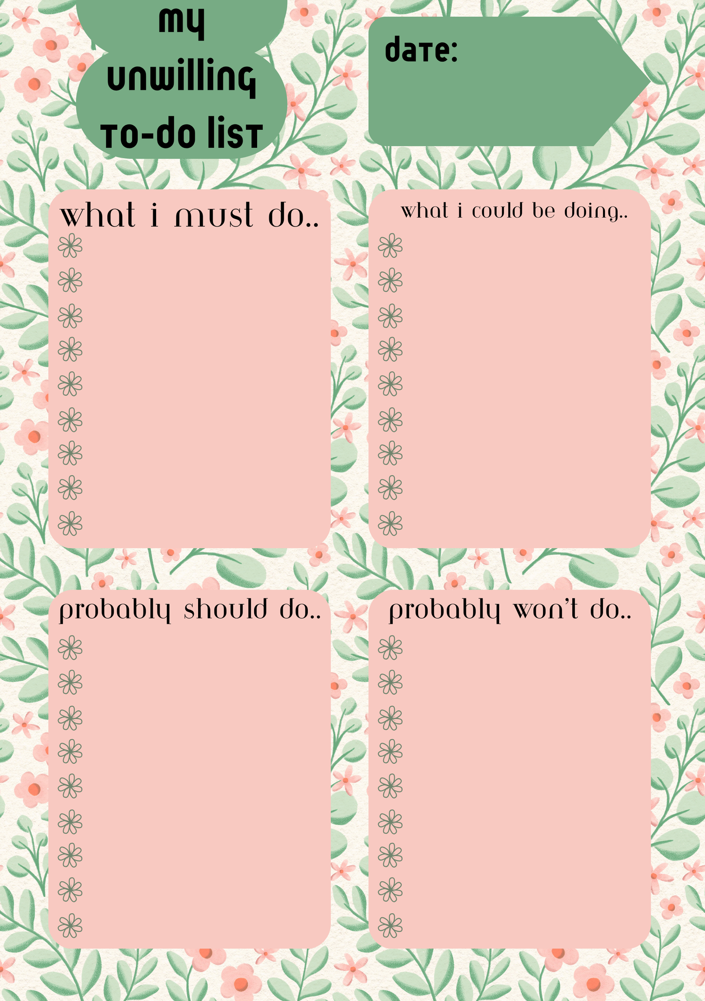 My Unwilling To-Do List – A5