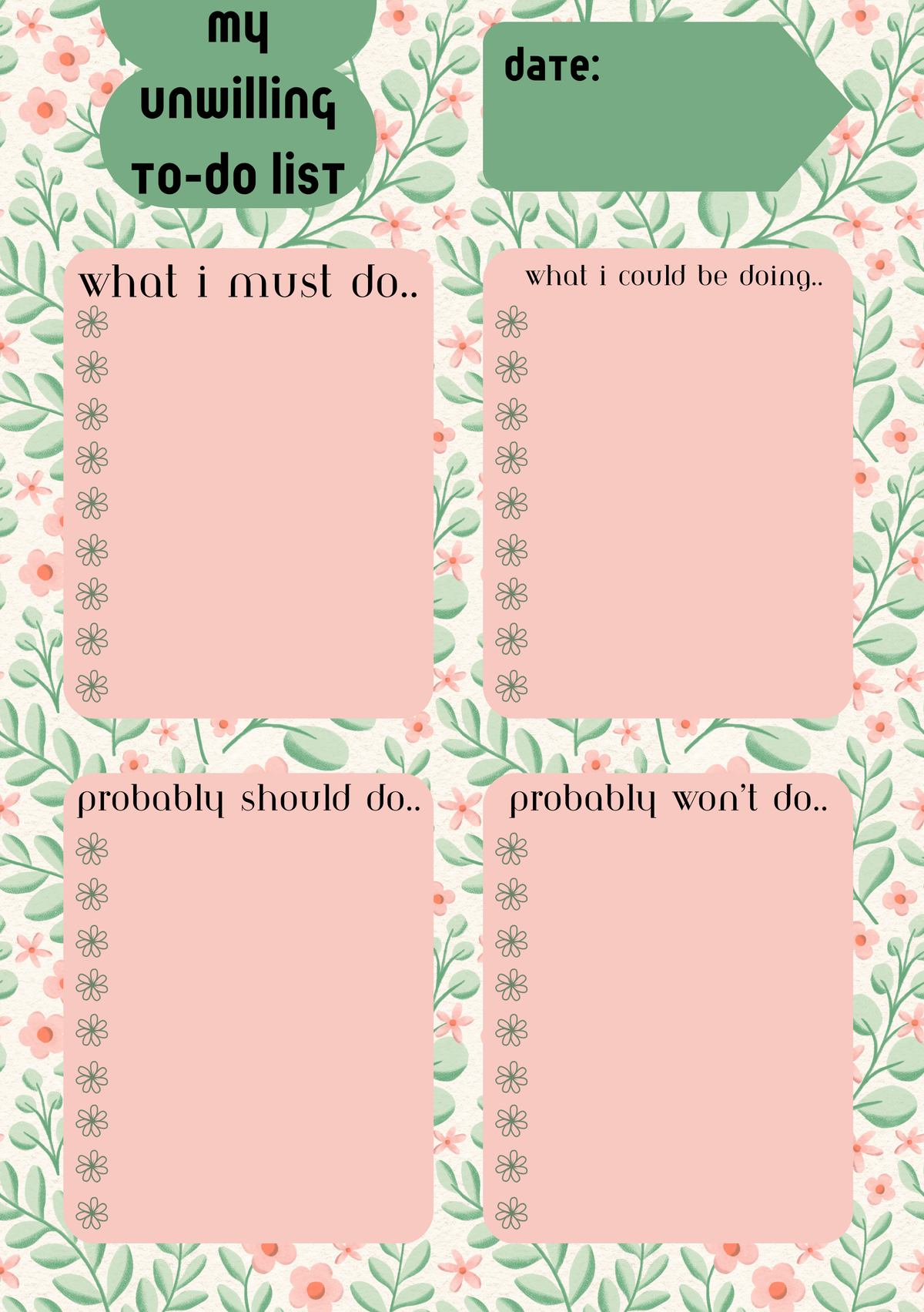 My Unwilling To-Do List – A5