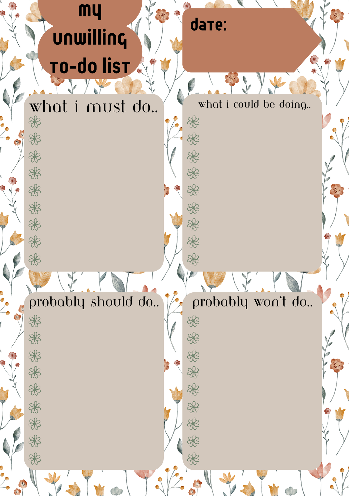 My Unwilling To-Do List – A5