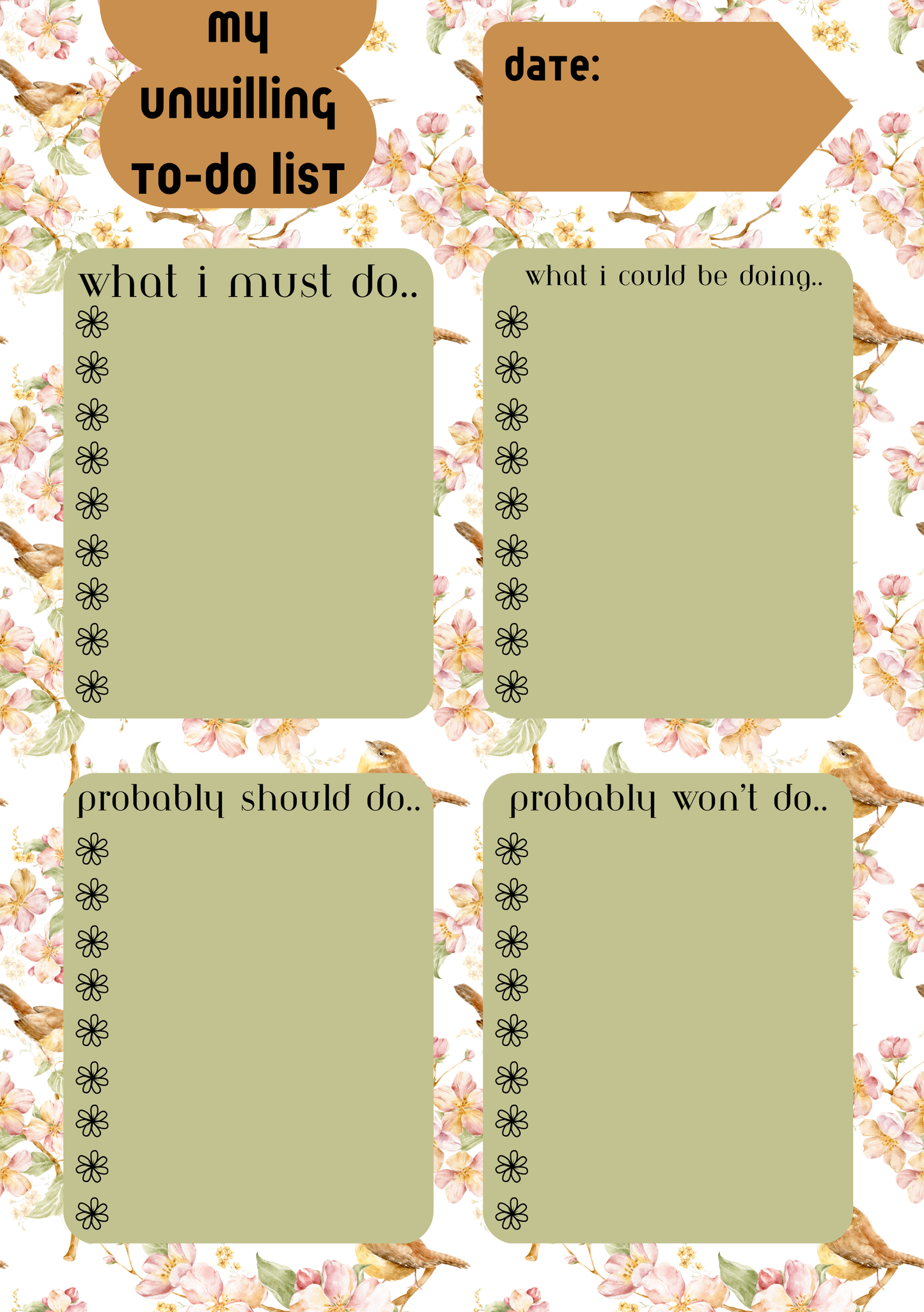 My Unwilling To-Do List – A5