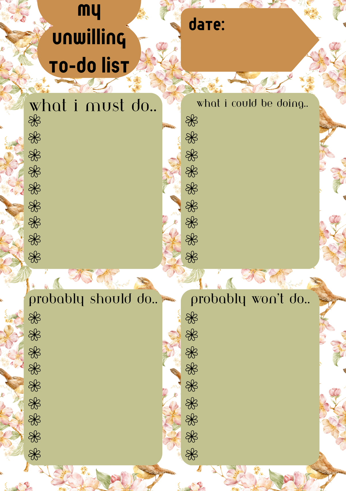 My Unwilling To-Do List – A5
