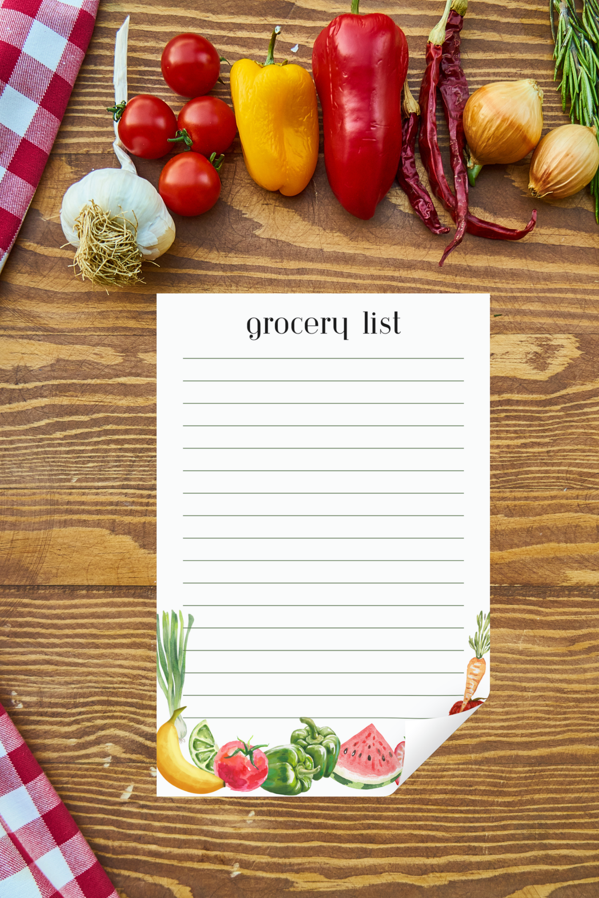 Grocery List Watercolor Tear-Away Notepad