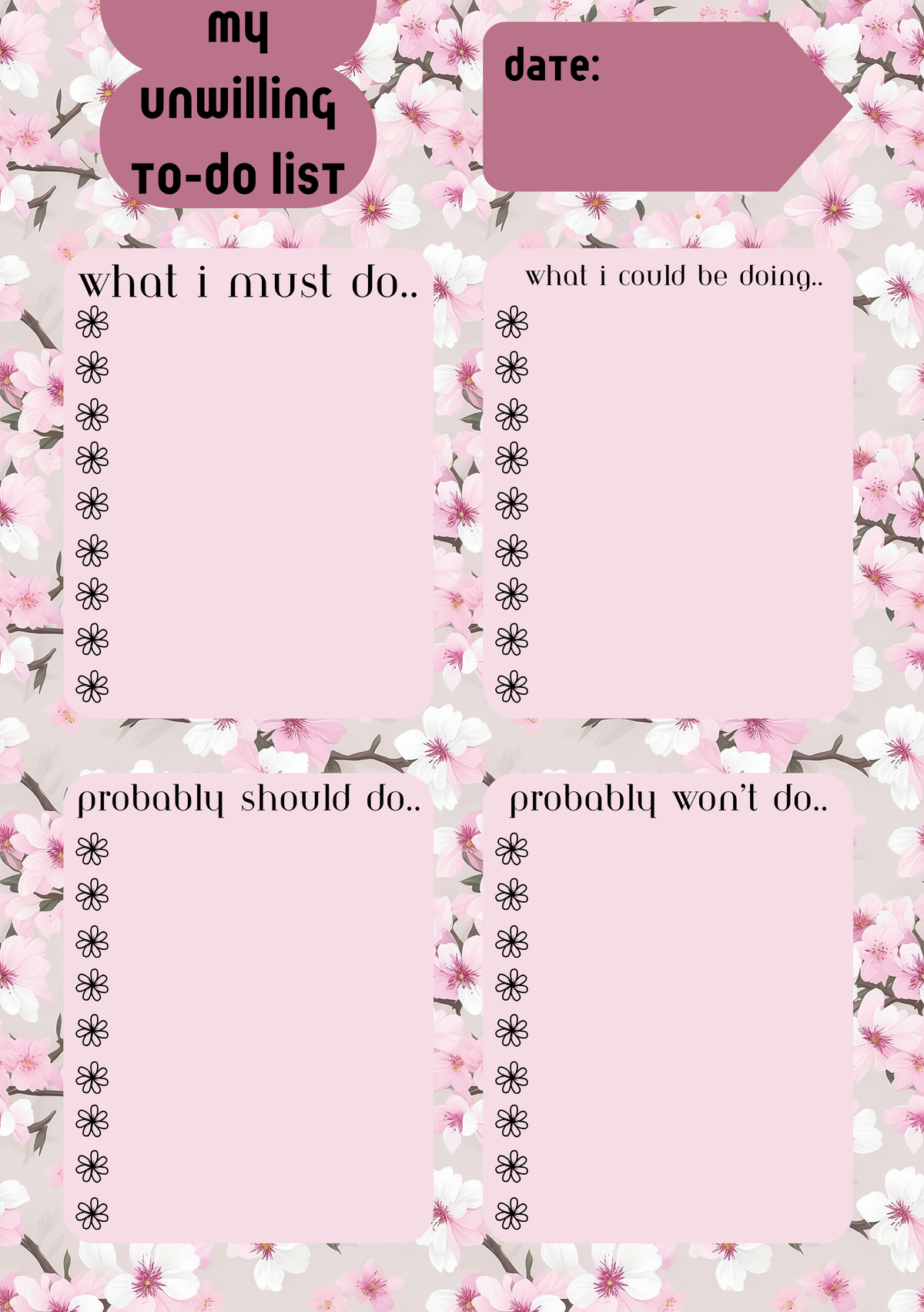 My Unwilling To-Do List – A5