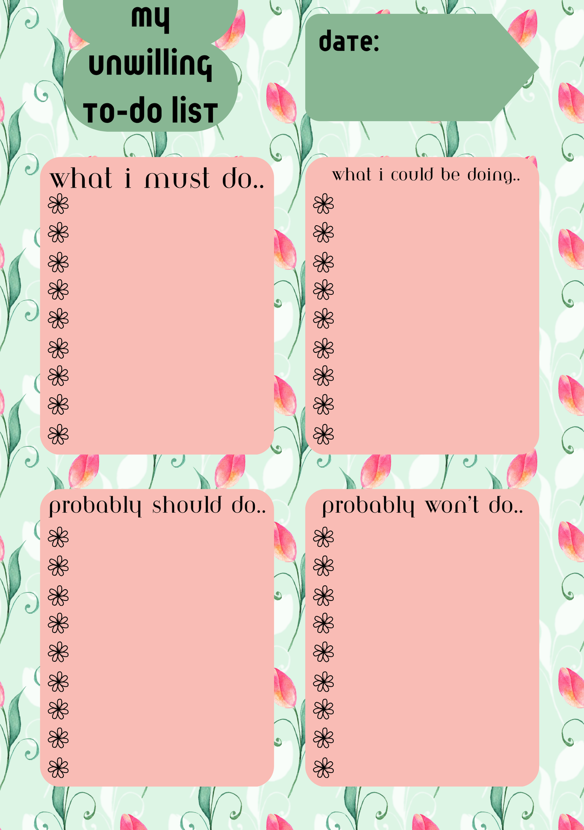 My Unwilling To-Do List – A5
