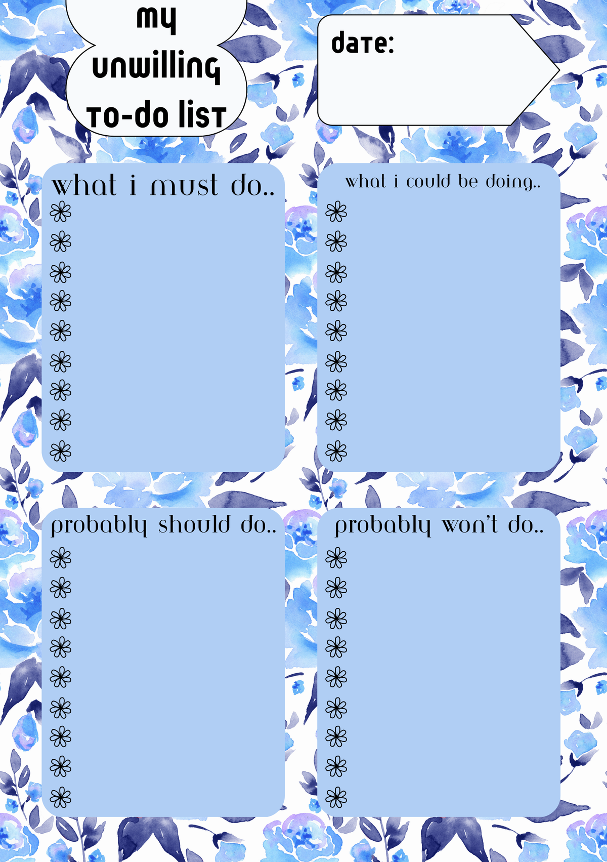 My Unwilling To-Do List – A5