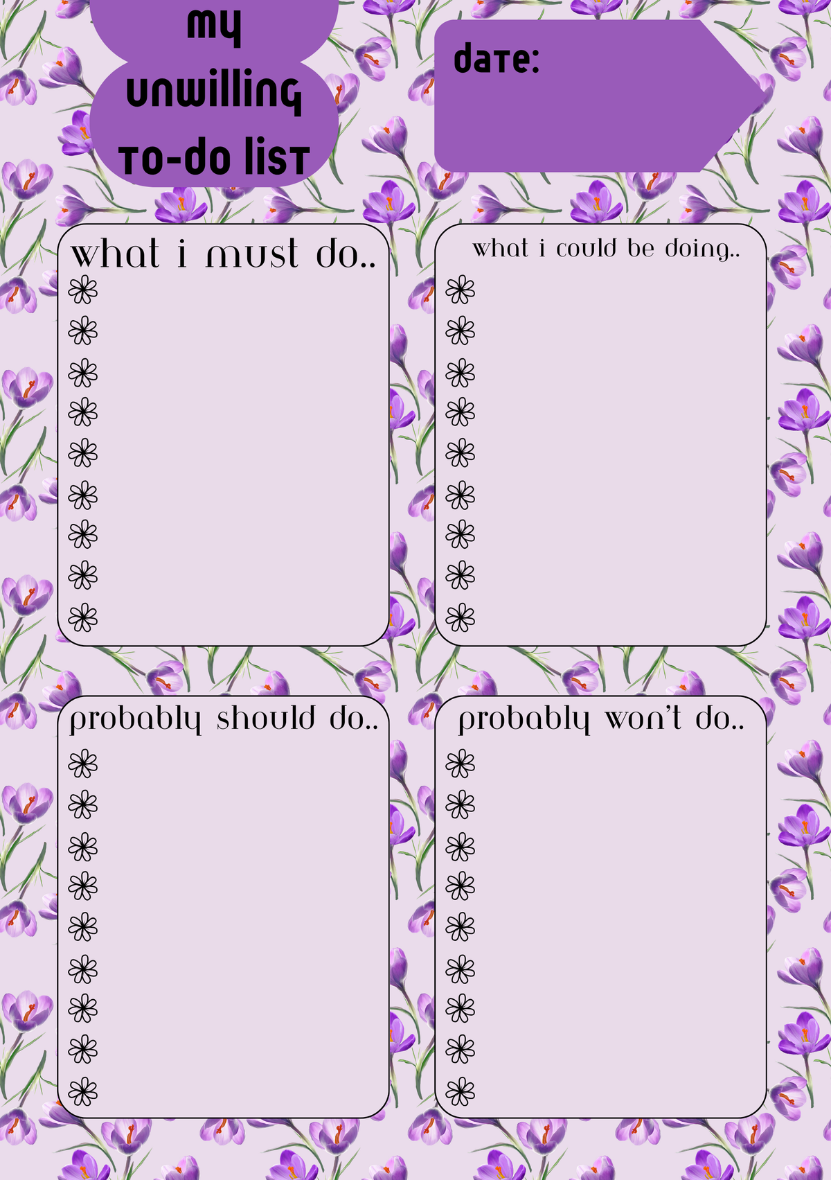 My Unwilling To-Do List – A5