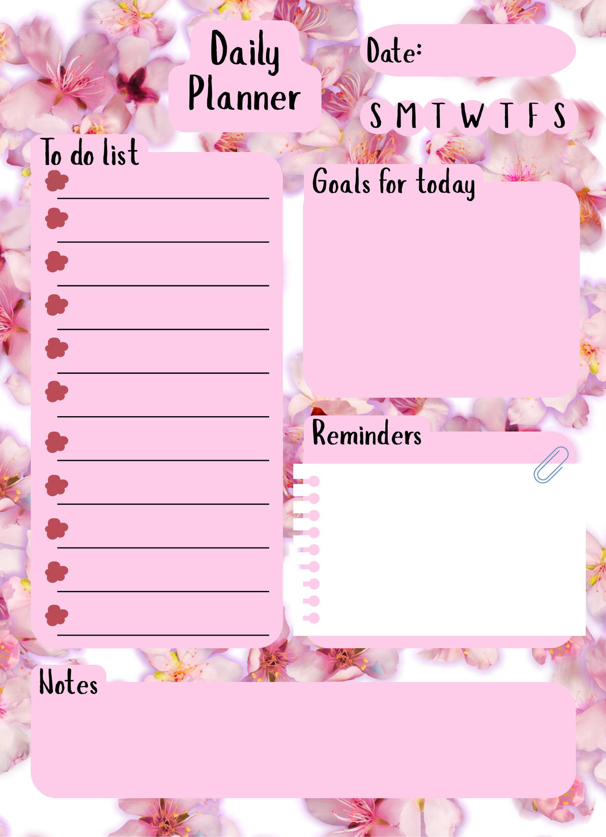 Cherry Blossom Daily Planner Notepad