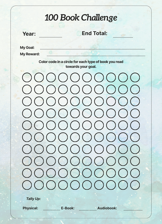 100 Book Challenge Tracker Notepad