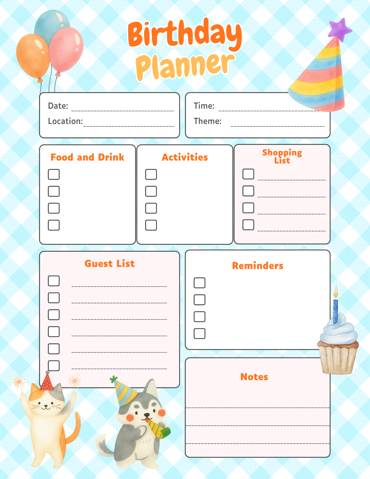 Birthday Planner Sheet — Printable