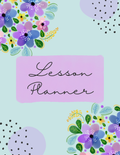 Floral Lesson Planner cover – mint background with purple watercolor flowers