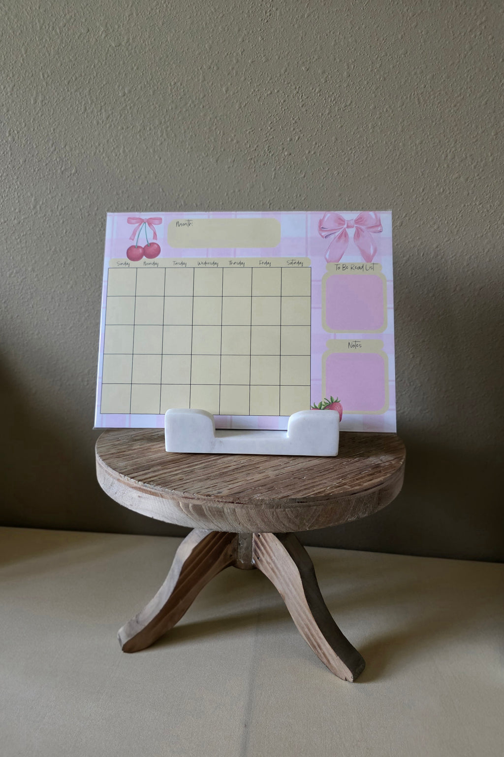 Coquette Monthly Calendar Pad