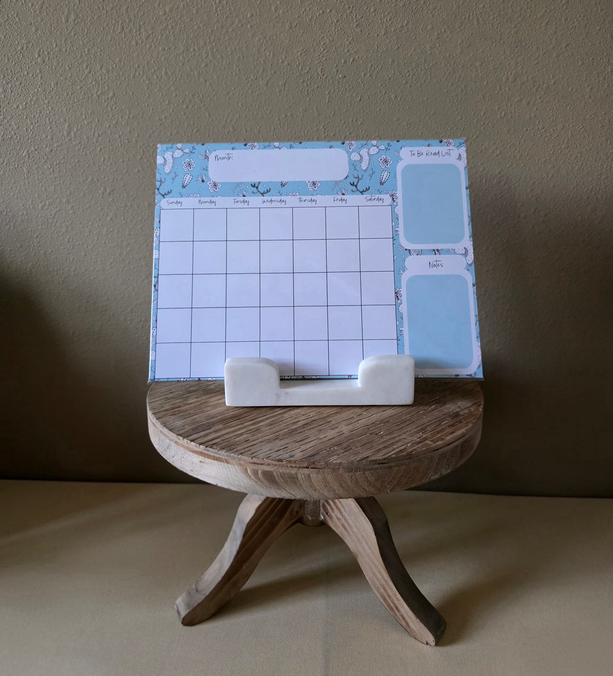 Mint Cactus Calendar Pad