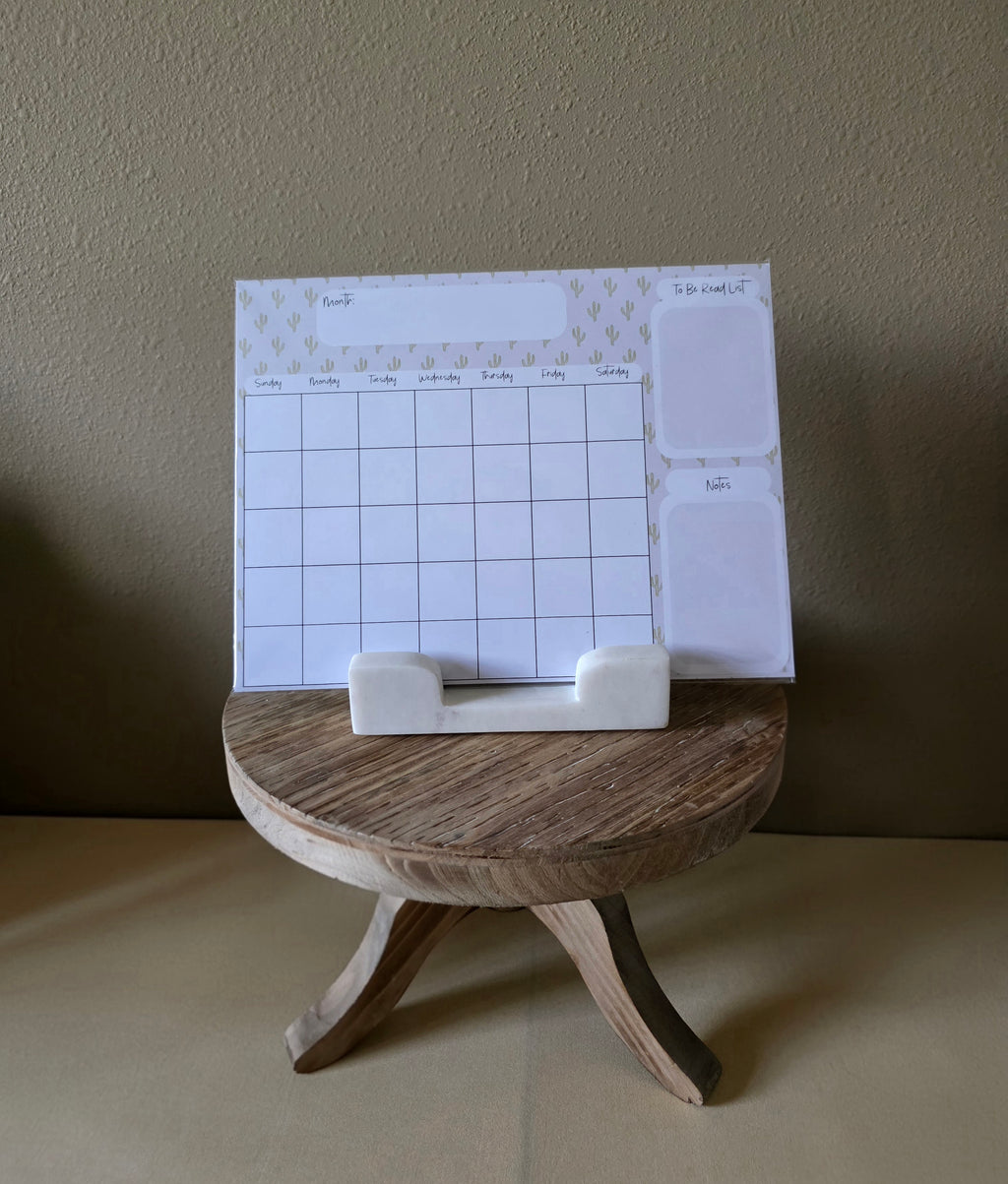 Minimalist Cactus Monthly Calendar Pad