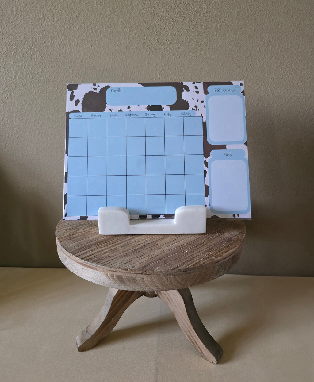 Cowhide Print Monthly Calendar Pad