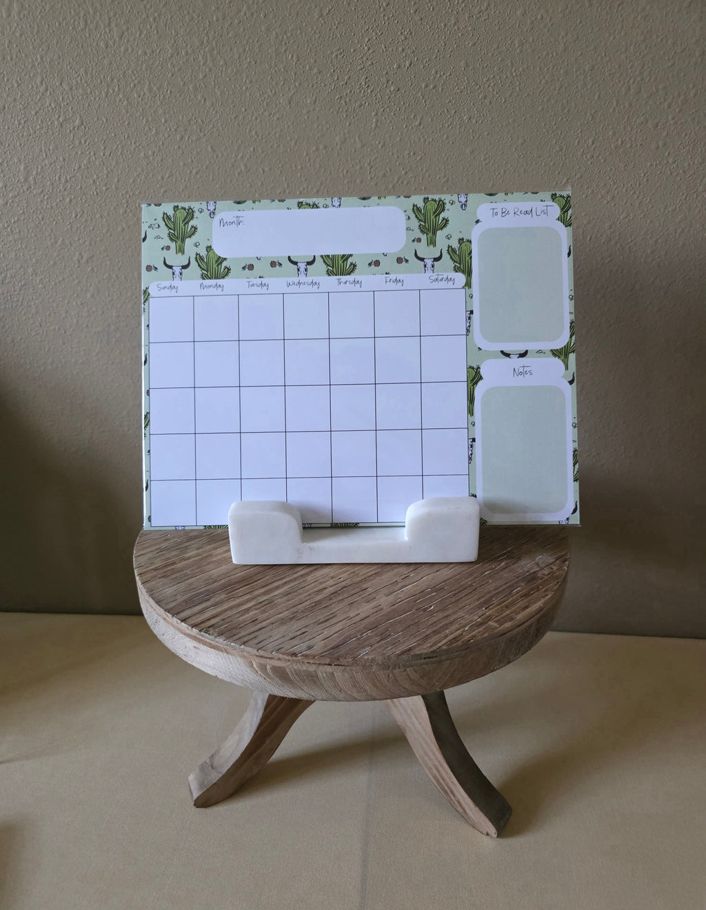 Desert Skull & Cactus In Color Monthly Calendar Pad
