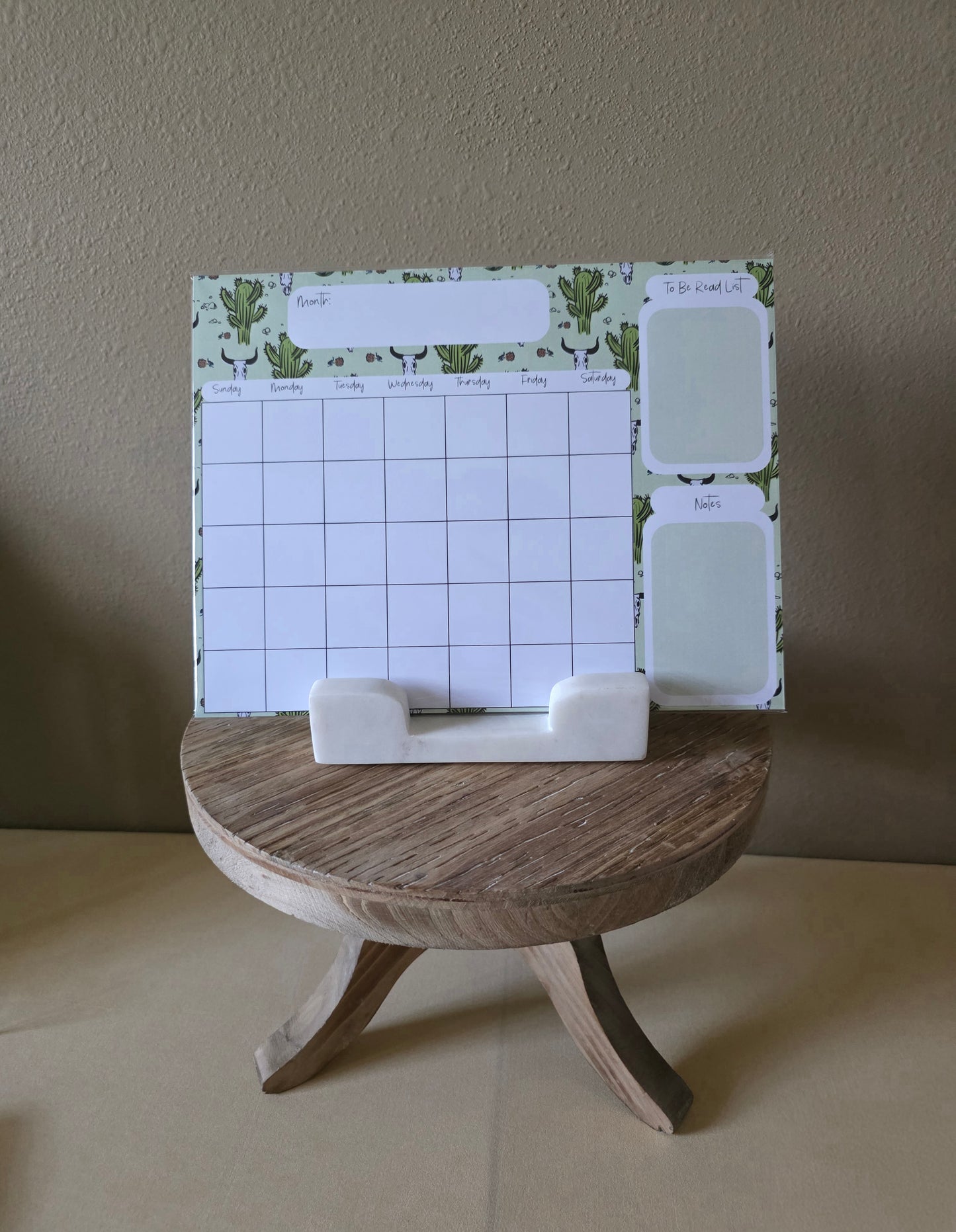 Desert Skull & Cactus In Color Monthly Calendar Pad