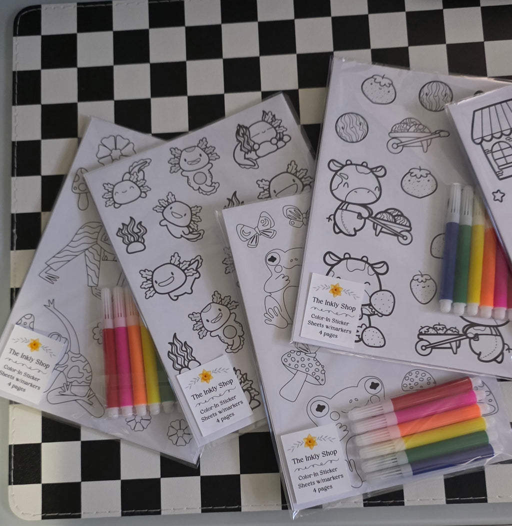 Color-In Sticker Sheets w/Markers