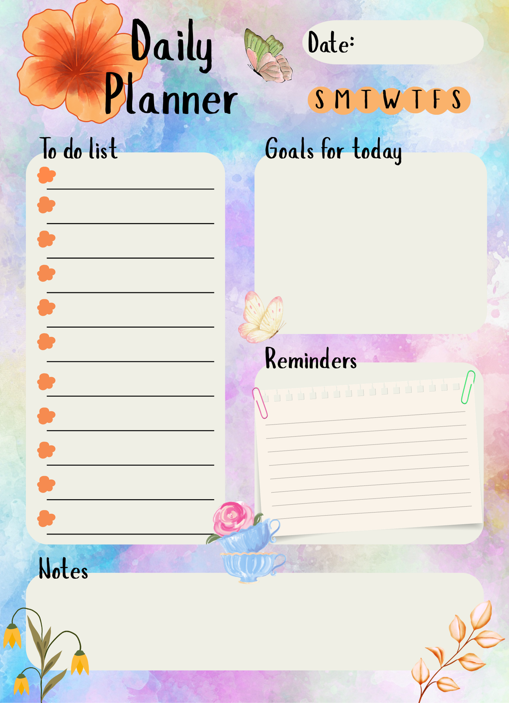 Floral Daily Planner Notepad