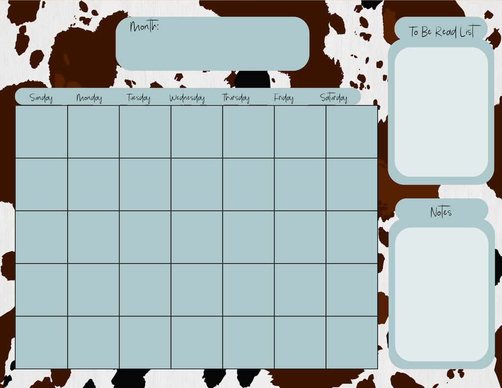 Cowhide Print Monthly Calendar Pad