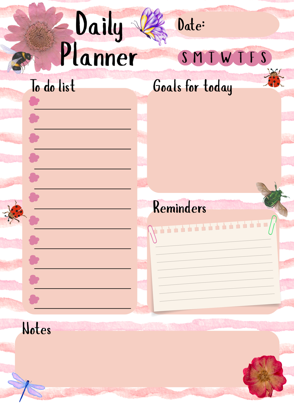 Garden Bug Daily Planner Notepad