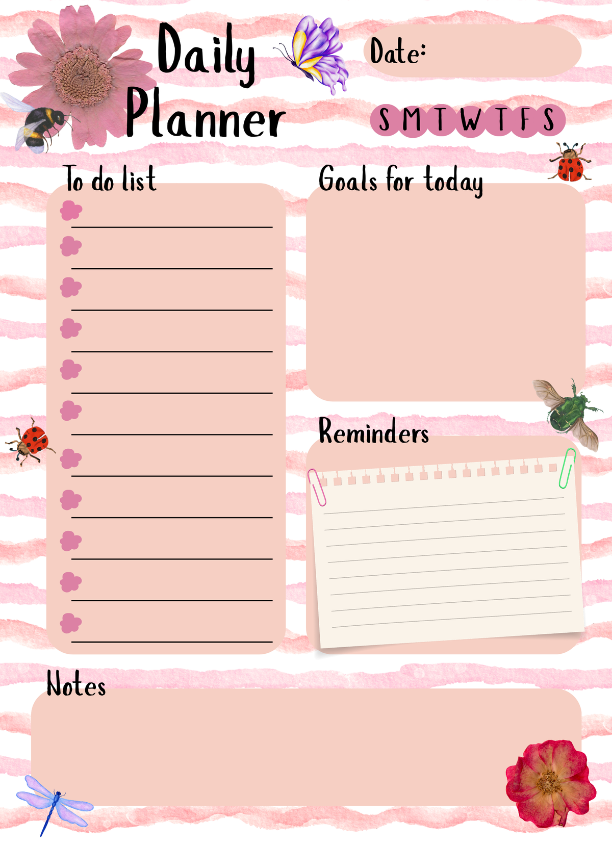 Garden Bug Daily Planner Notepad