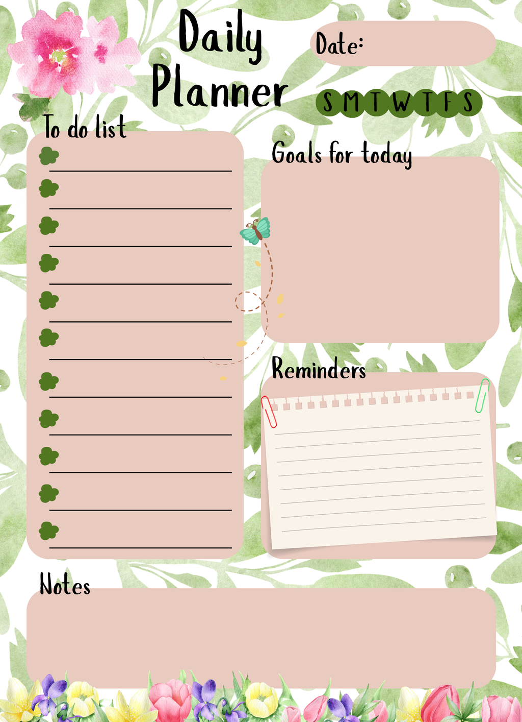 Botanical Garden Daily Planner Notepad