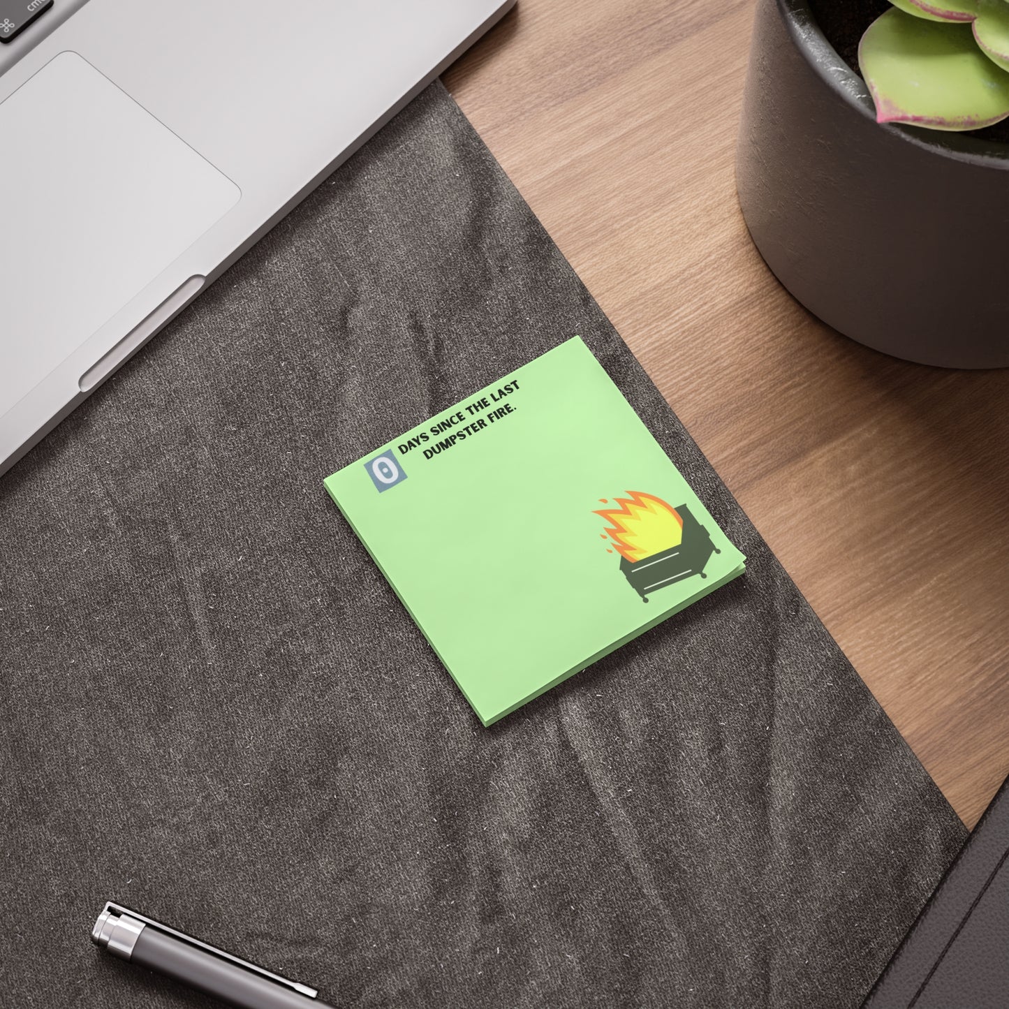 Post-it Note Pad — “0 Days Since the Last Dumpster Fire” Funny Office Memo Sticky Notes