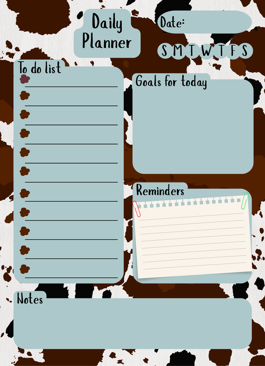 Cowhide Print Daily Planner Notepad