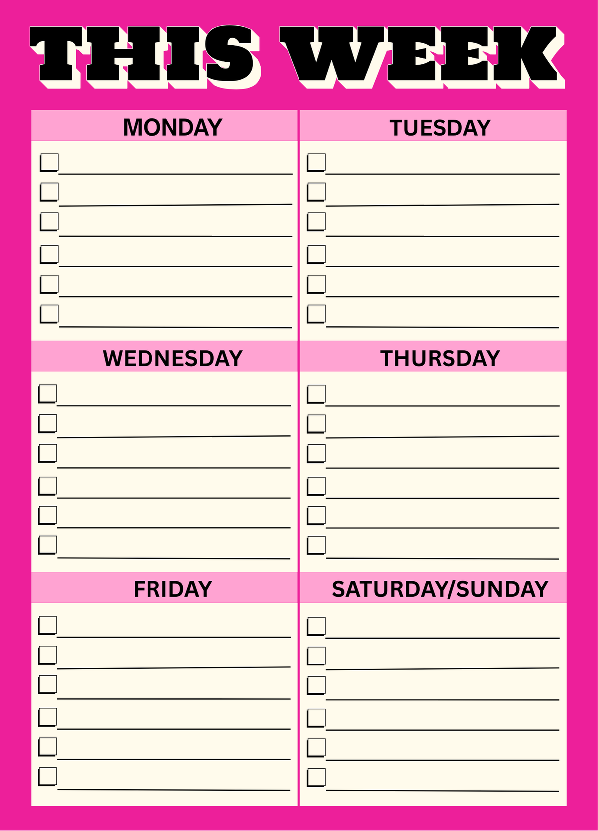 This Week Weekly Planner Notepad