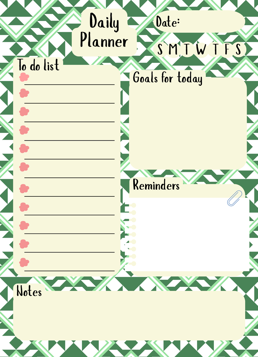 Aztec Green Daily Planner Notepad