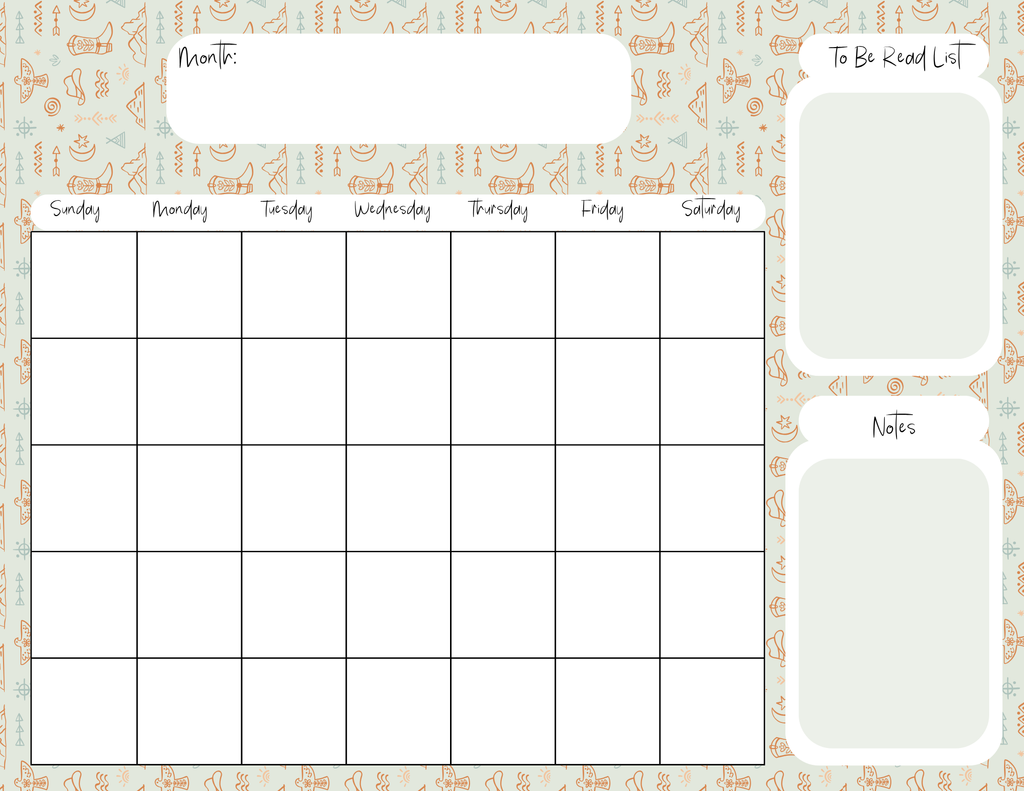 Western Icons Monthly Calendar Pad