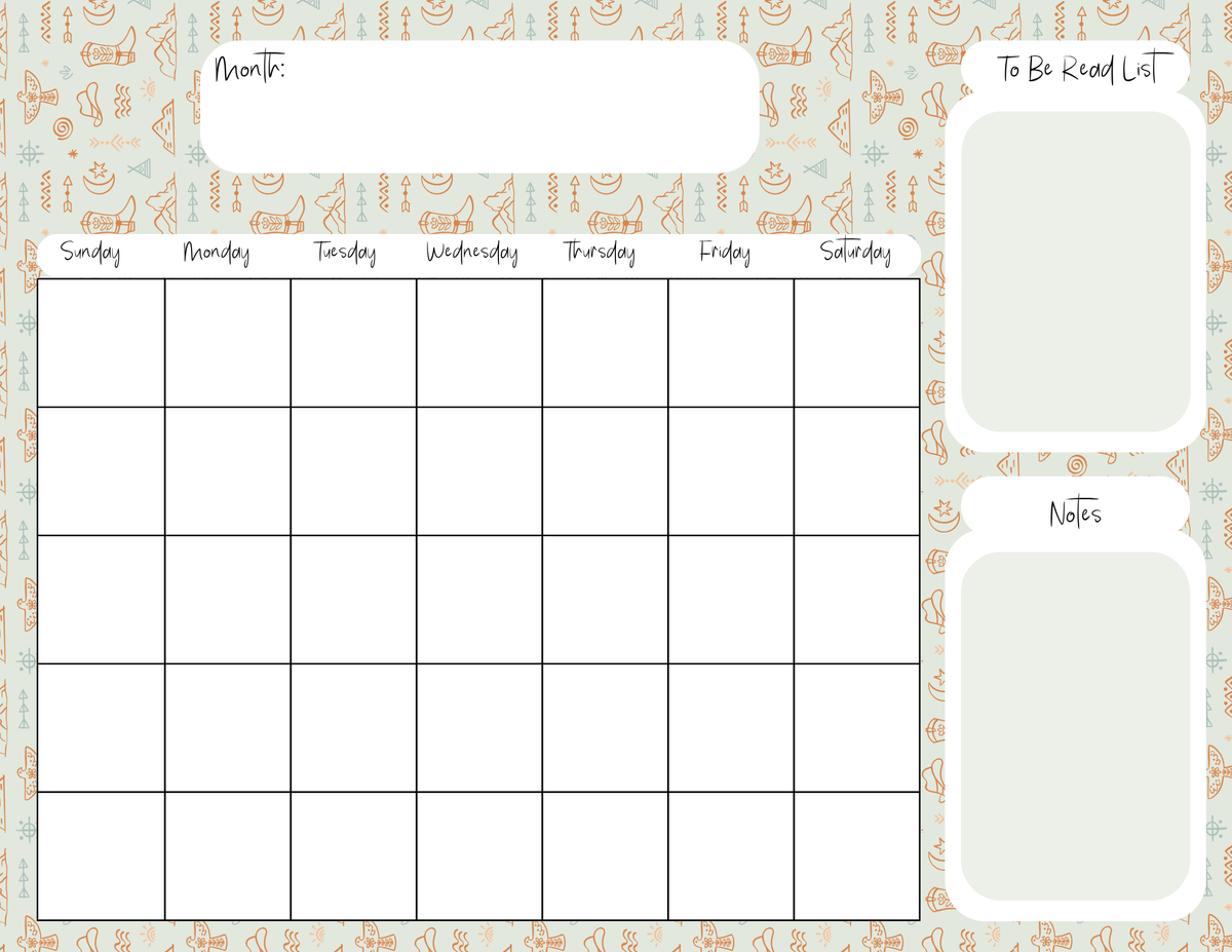 Western Icons Monthly Calendar Pad