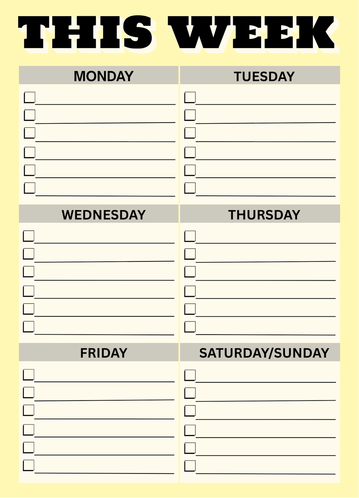 This Week Weekly Planner Notepad