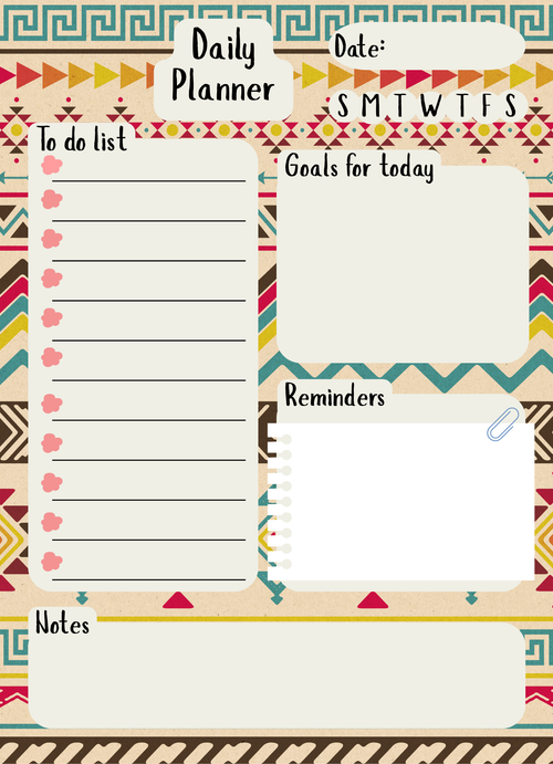 Aztec Tribal Daily Planner Notepad
