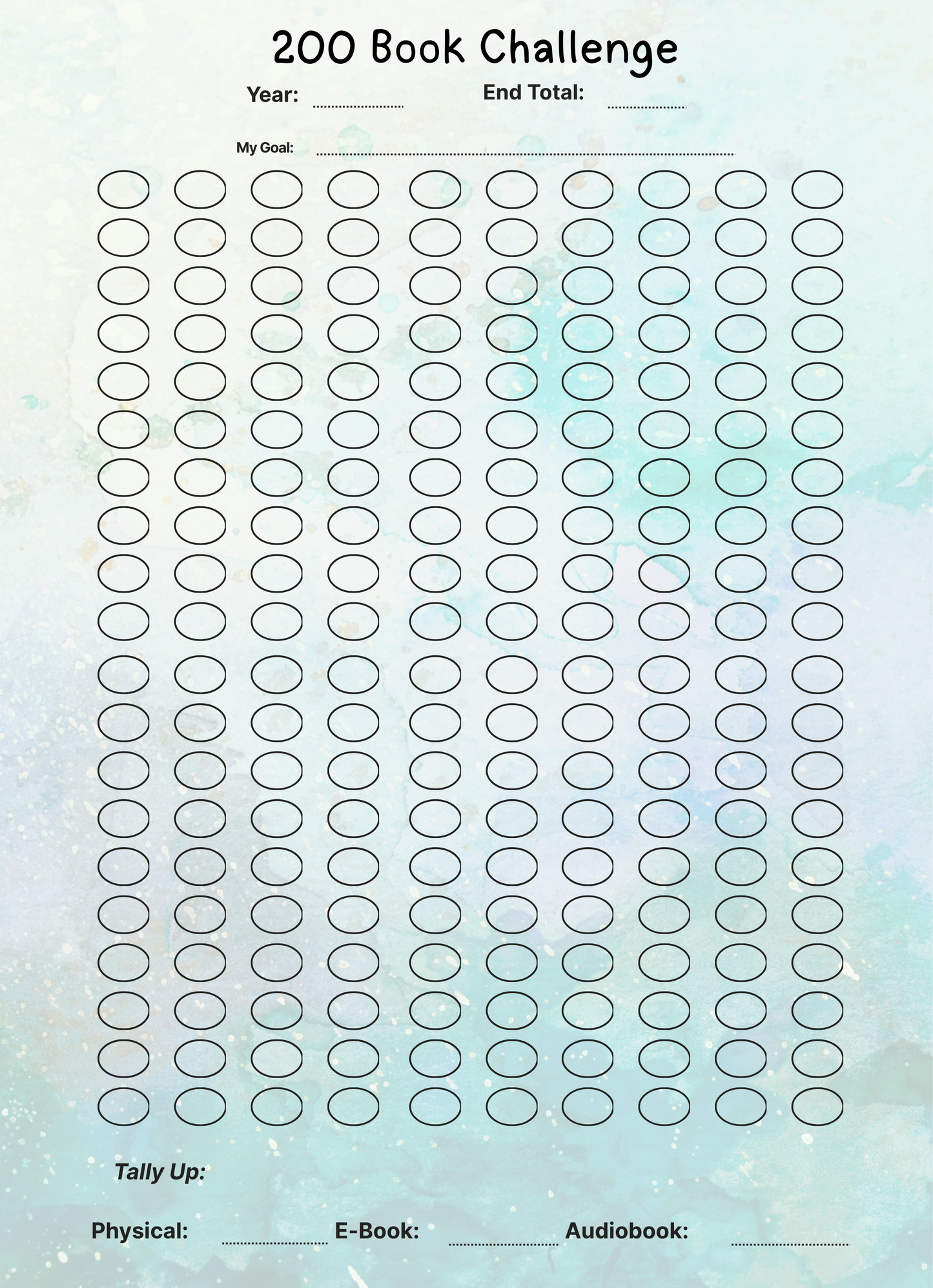 200 Book Challenge Tracker Notepad
