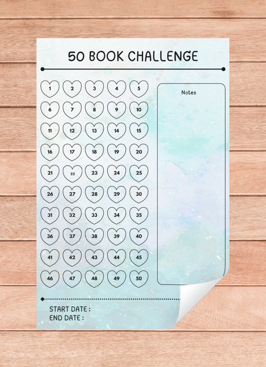 50 Book Challenge Tracker Notepad