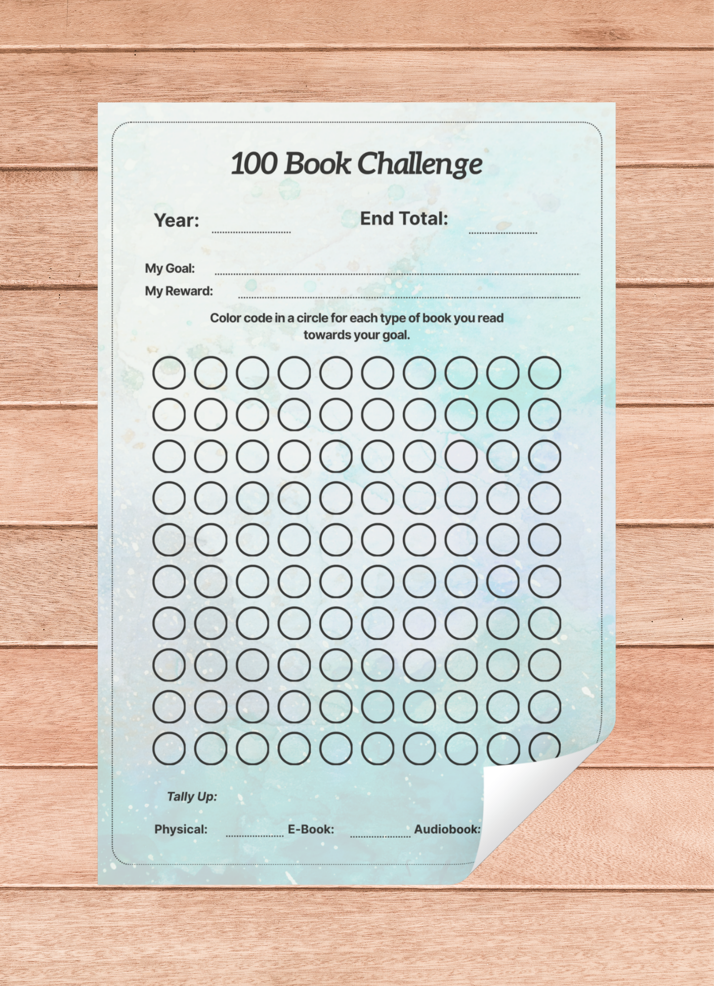 100 Book Challenge Tracker Notepad