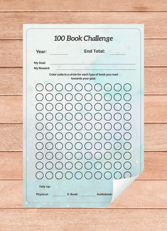 100 Book Challenge Tracker Notepad