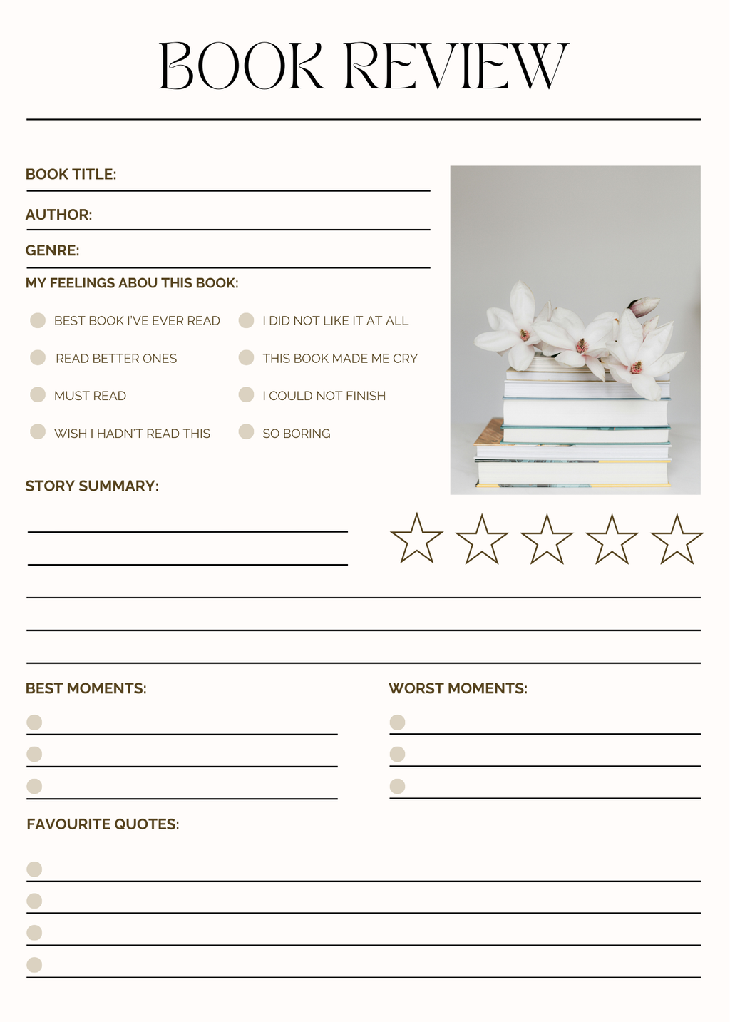 Book Review Tear-Away Notepad