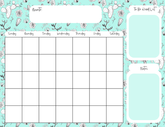Mint Cactus Calendar Pad