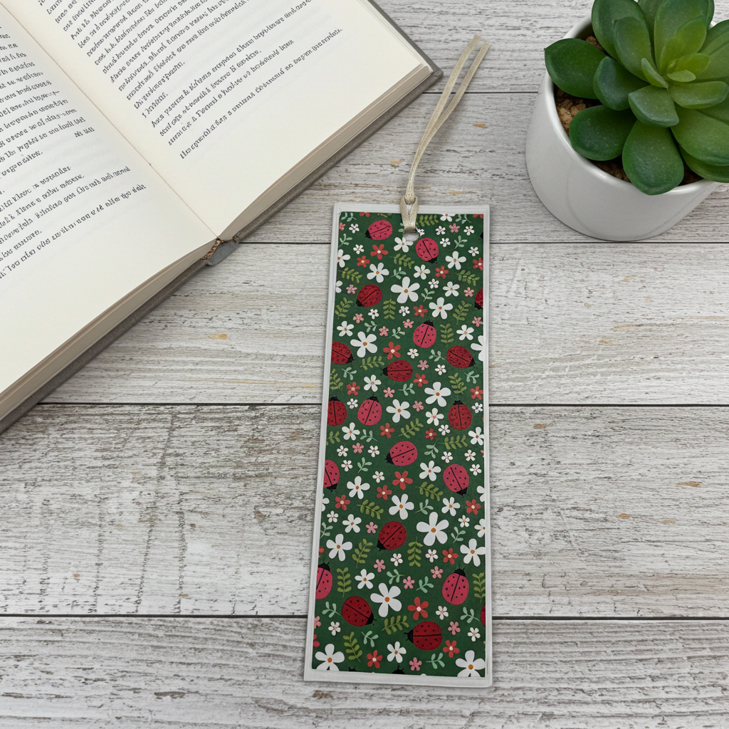 Ladybug & Floral Bookmark