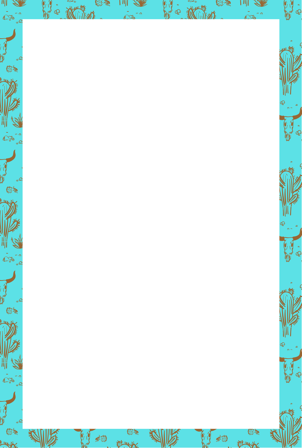 Desert Skull & Cactus Turquoise Notepad