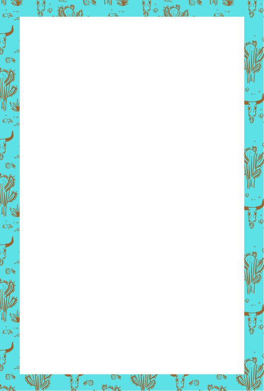 Desert Skull & Cactus Turquoise Notepad