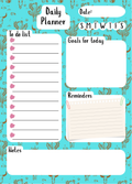 Desert Skull & Cactus Turquoise Daily Planner Notepad